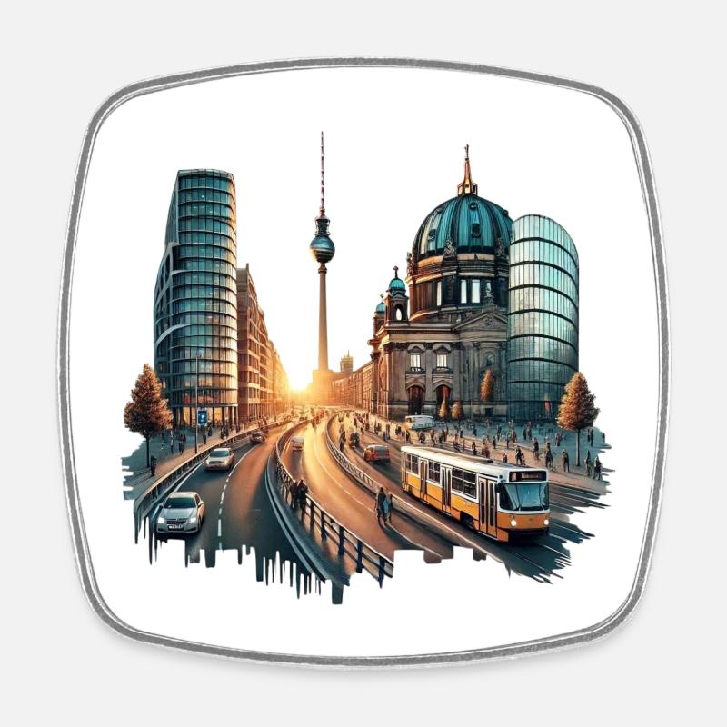 Berlin Design - Viereckiger Kühlschrankmagnet - Weiß