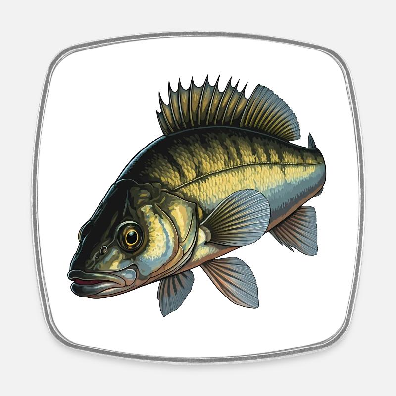Zander Pêche Pêche aux carnassiers - Magnet carré - blanc