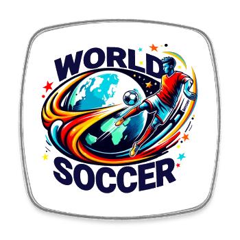 World Soccer Soccer Sport Team Goal - raffstaff ® - Square fridge magnet - white - Front