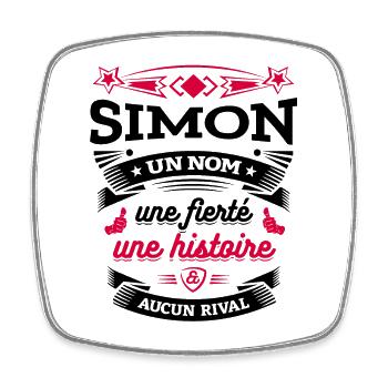 SIMON UN NOM UNE FIERTÉ AUCUN RIVAL - Magnet carré - blanc - Devant