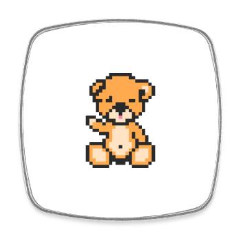 Pixel Bear Neon Orange - Magnet carré - blanc - Devant