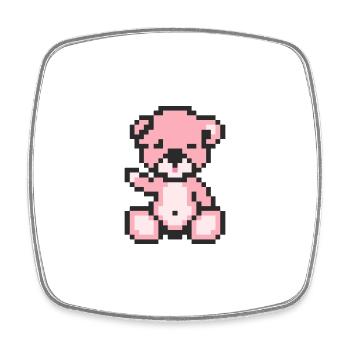 Pixel Bear Pastel Pink - Magnet carré - blanc - Devant