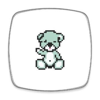Pixel Bear Pastel Cyan - Magnet carré - blanc - Devant