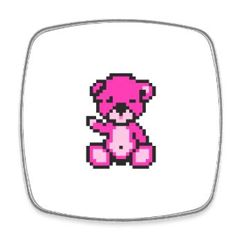 Pixel Bear Neon Magenta - Magnet carré - blanc - Devant