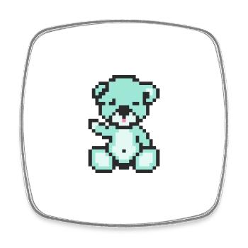 Pixel Bear Pastel Green - Magnet carré - blanc - Devant
