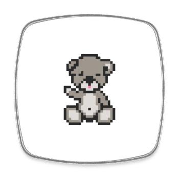 Pixel Bear Pastel Black - Magnet carré - blanc - Devant