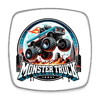 Monster Truck Monster Truck Auto Car - raffstaff ® - Magnet carré - blanc - Devant