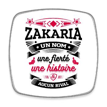 ZAKARIA UN NOM UNE FIERTÉ AUCUN RIVAL - Magnet carré - blanc - Devant