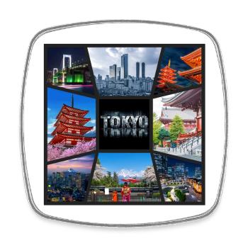 Tokyo Japan Asia Collage Skyline City Metropolis - Square fridge magnet - white - Front
