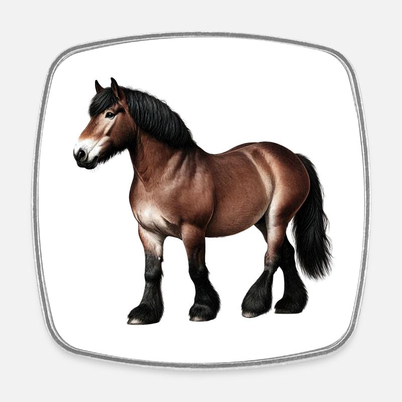 Horse Cold Blood Brown - Square fridge magnet - white