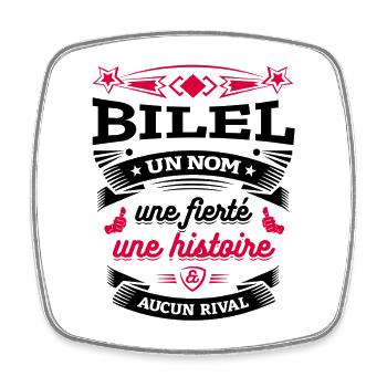 BILEL UN NOM UNE FIERTÉ AUCUN RIVAL - Magnet carré - blanc - Devant