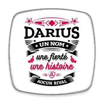 DARIUS UN NOM UNE FIERTÉ AUCUN RIVAL - Magnet carré - blanc - Devant