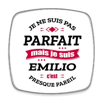 EMILIO PARFAIT - PRENOM EMILIO - Magnet carré - blanc - Devant