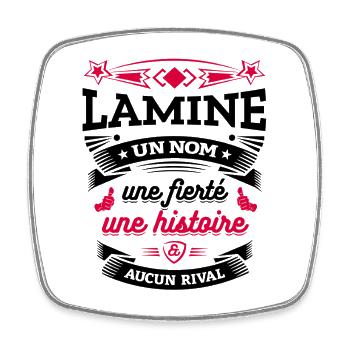 LAMINE UN NOM UNE FIERTÉ AUCUN RIVAL - Magnet carré - blanc - Devant
