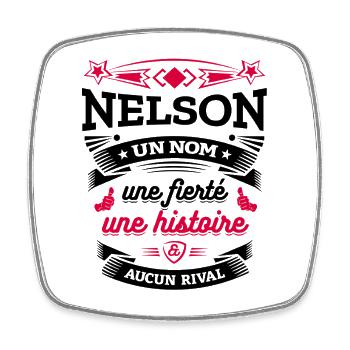 NELSON UN NOM UNE FIERTÉ AUCUN RIVAL - Magnet carré - blanc - Devant