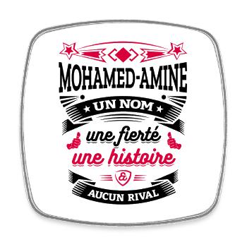MOHAMED-AMINE UN NOM UNE FIERTÉ AUCUN RIVAL - Magnet carré - blanc - Devant