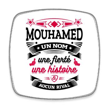 MOUHAMED UN NOM UNE FIERTÉ AUCUN RIVAL - Magnet carré - blanc - Devant