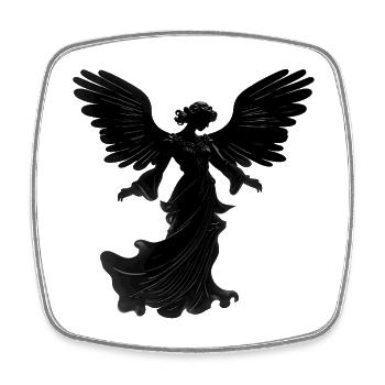Schwarze Silhouette des fliegenden Engels - Viereckiger Kühlschrankmagnet - Weiß - Vorne
