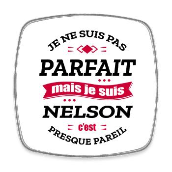 NELSON PARFAIT - PRENOM NELSON - Magnet carré - blanc - Devant
