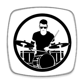 Drummer Sketch - Square fridge magnet - white - Front