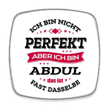 ABDUL PERFEKT - VORNAME ABDUL - Viereckiger Kühlschrankmagnet - Weiß - Vorne