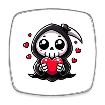 Cute Grim Reaper with heart - Viereckiger Kühlschrankmagnet - Weiß - Vorne
