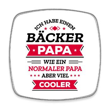 BÄCKER PAPA: COOLER, VATERTAG, WEIHNACHTEN - Viereckiger Kühlschrankmagnet - Weiß - Vorne