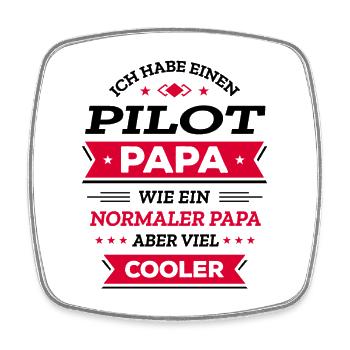 PILOT PAPA COOL, HELD, FLUG, ABENTEUER, STIL - Viereckiger Kühlschrankmagnet - Weiß - Vorne