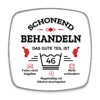 HANDLE MIT SORGFALT – 46 JAHRE PERFEKTION - Viereckiger Kühlschrankmagnet - Weiß - Vorne