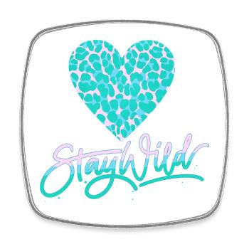 Stay Wild with leopard pattern heart - Square fridge magnet - white - Front