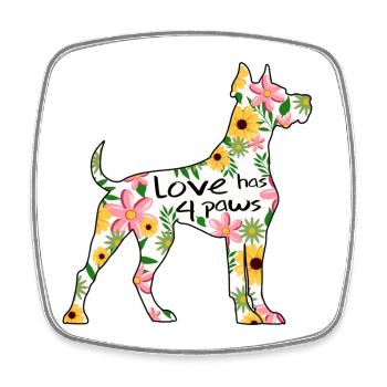Deutsche Dogge Hund Liebe hat 4 Pfoten - Viereckiger Kühlschrankmagnet - Weiß - Vorne