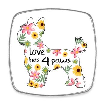 yorkshire terrier Hund mit blumen - Viereckiger Kühlschrankmagnet - Weiß - Vorne