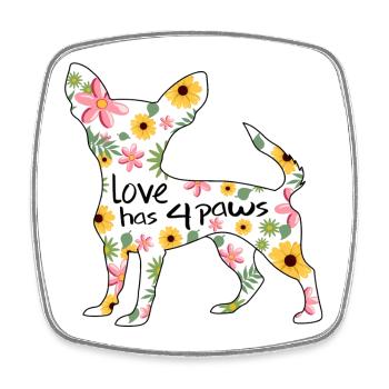 Chihuahua Hund mit Blumen - Viereckiger Kühlschrankmagnet - Weiß - Vorne