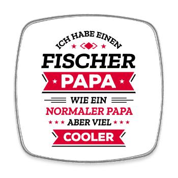 FISCHER PAPA: GEBURTSTAG, VATERTAG, WEIHNACHTEN - Viereckiger Kühlschrankmagnet - Weiß - Vorne