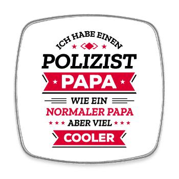 POLIZIST PAPA COOL, GEBURTSTAG, VATERTAG - Viereckiger Kühlschrankmagnet - Weiß - Vorne