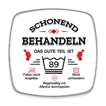 HANDLE MIT SORGFALT – 89 JAHRE PERFEKTION - Viereckiger Kühlschrankmagnet - Weiß - Vorne