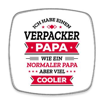 VERPACKERPAPA: GEBURTSTAG WEIHNACHTEN VATERTAG - Viereckiger Kühlschrankmagnet - Weiß - Vorne
