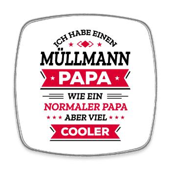 MÜLLMANN PAPA: GEBURTSTAG WEIHNACHTEN VATERTAG - Viereckiger Kühlschrankmagnet - Weiß - Vorne