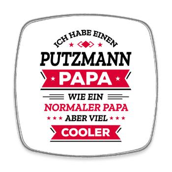 PUTZMANN PAPA: GEBURTSTAG WEIHNACHTEN VATERTAG - Viereckiger Kühlschrankmagnet - Weiß - Vorne