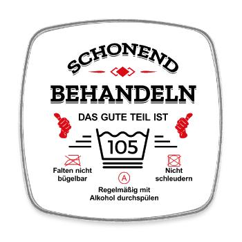 HANDLE MIT SORGFALT – 105 JAHRE PERFEKTION - Viereckiger Kühlschrankmagnet - Weiß - Vorne