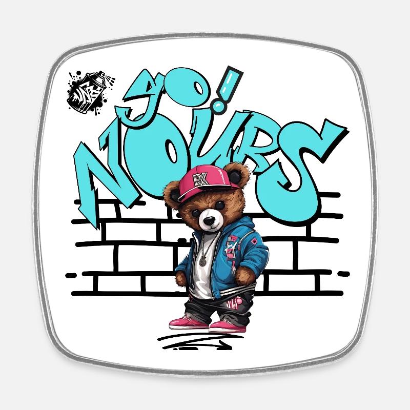 Yo! Nours - Magnet carré - blanc