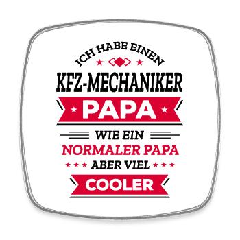 KFZ-MECHANIKER PAPA - COOL, VATERTAG, WEIHNACHTEN - Viereckiger Kühlschrankmagnet - Weiß - Vorne