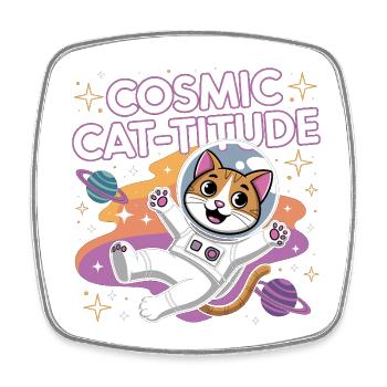 Chat Cosmique – Pouvoir Intergalactique du Chat - Magnet carré - blanc - Devant