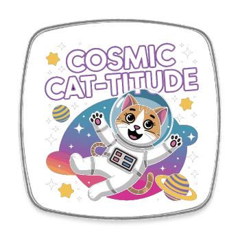 Chat Cosmique – Pouvoir Intergalactique du Chat - Magnet carré - blanc - Devant
