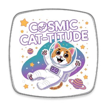 Chat Cosmique – Pouvoir Intergalactique du Chat - Magnet carré - blanc - Devant