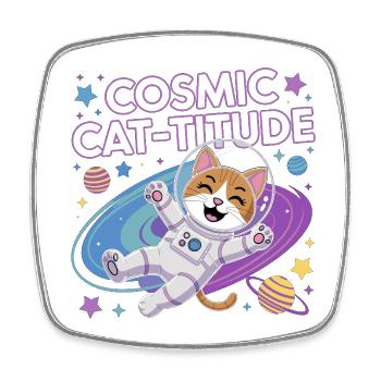 Cosmic Cat-titude – Intergalaktische Katzenpower - Viereckiger Kühlschrankmagnet - Weiß - Vorne