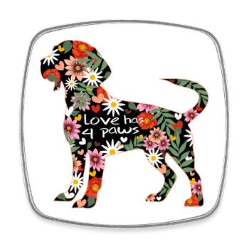 Beagle motif - Square fridge magnet - white - Front