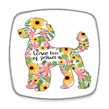 Poodle Flowers Dog Design love has paws - Square fridge magnet - white - Front