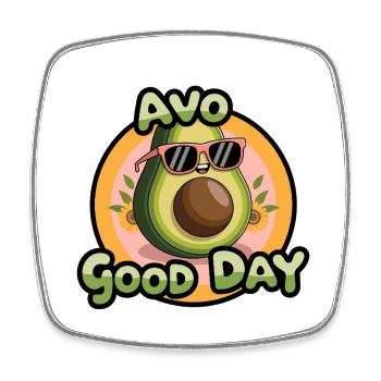 Avo Good Day – Funny Avocado Cartoon - Square fridge magnet - white - Front