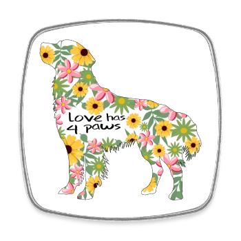 Golden Retriever Hund Pfote Hundemama - Viereckiger Kühlschrankmagnet - Weiß - Vorne